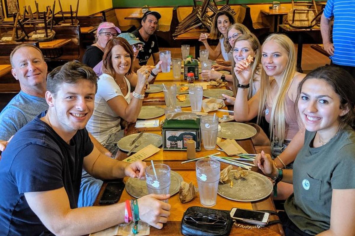 a group of people sitting around a table