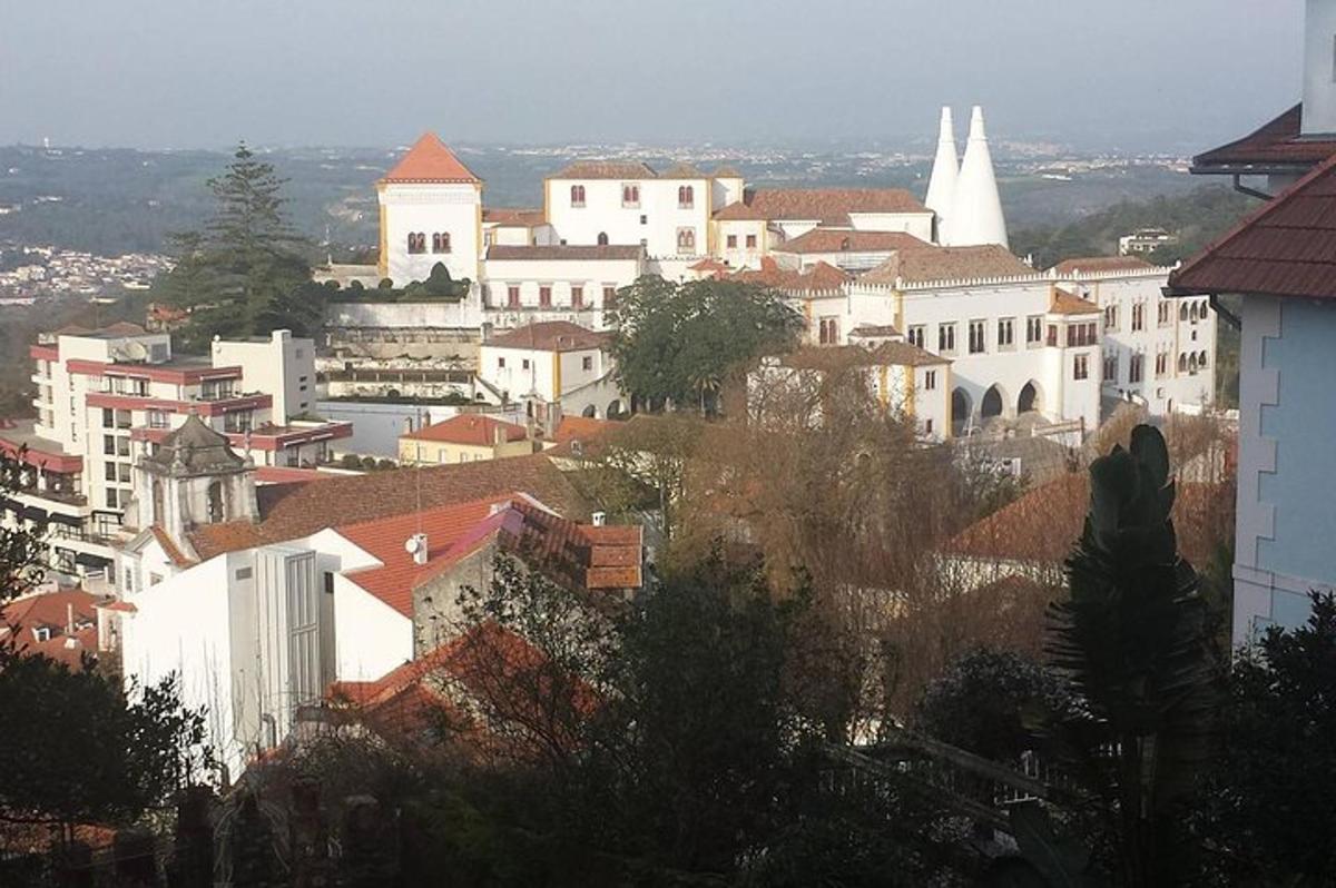 a city with a bunch of buildings and a church