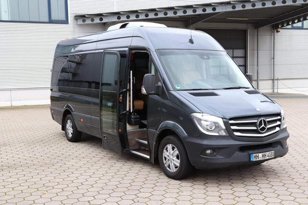 a black van parked in a parking lot