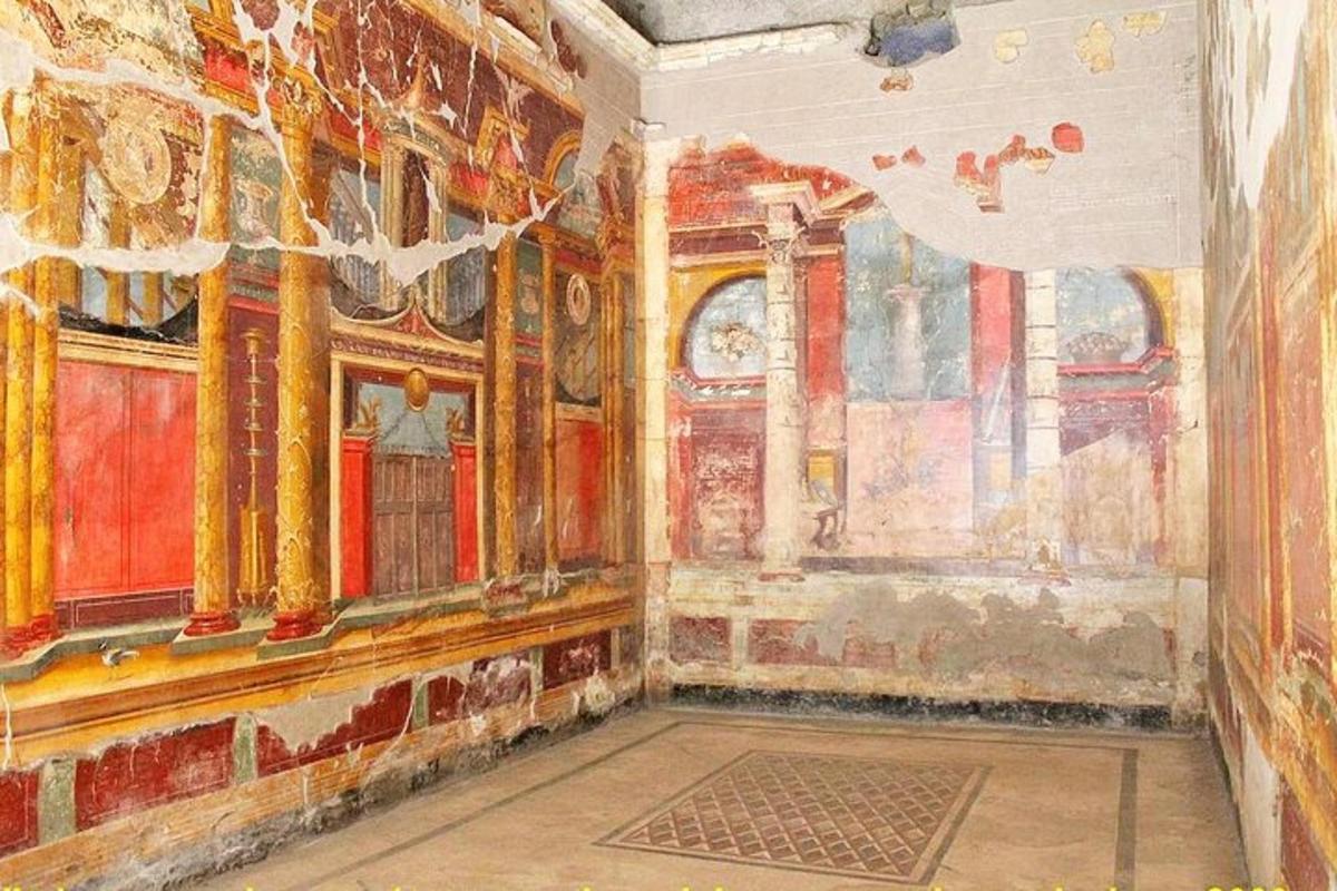 a painting of a room with paintings on the walls