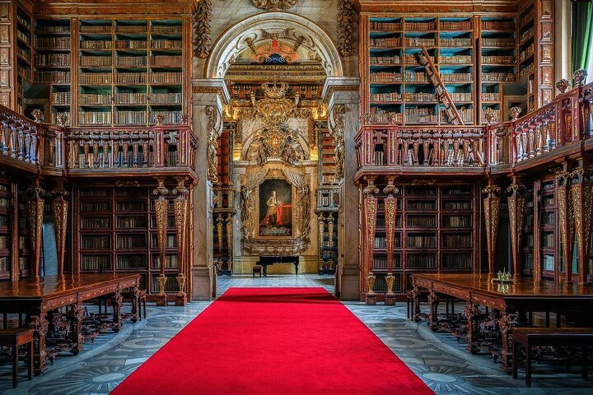 図書館の赤いカーペットが敷かれた部屋