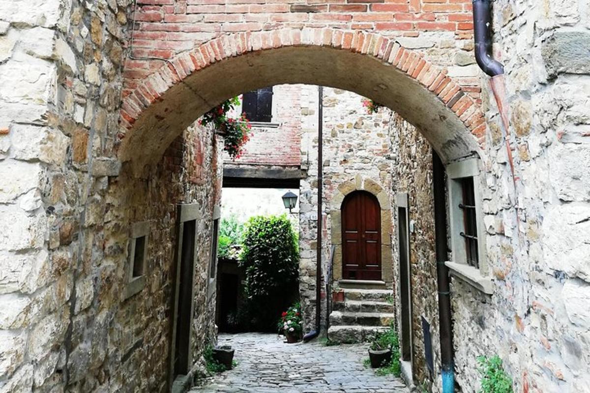 un carreró amb un arc en un edifici de maó