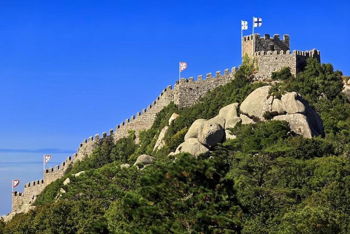 hrad na vrcholu kopce se skalami