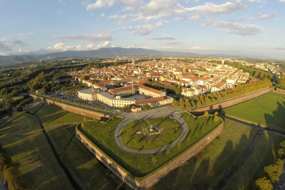 eine Luftaufnahme einer Stadt mit einem Park