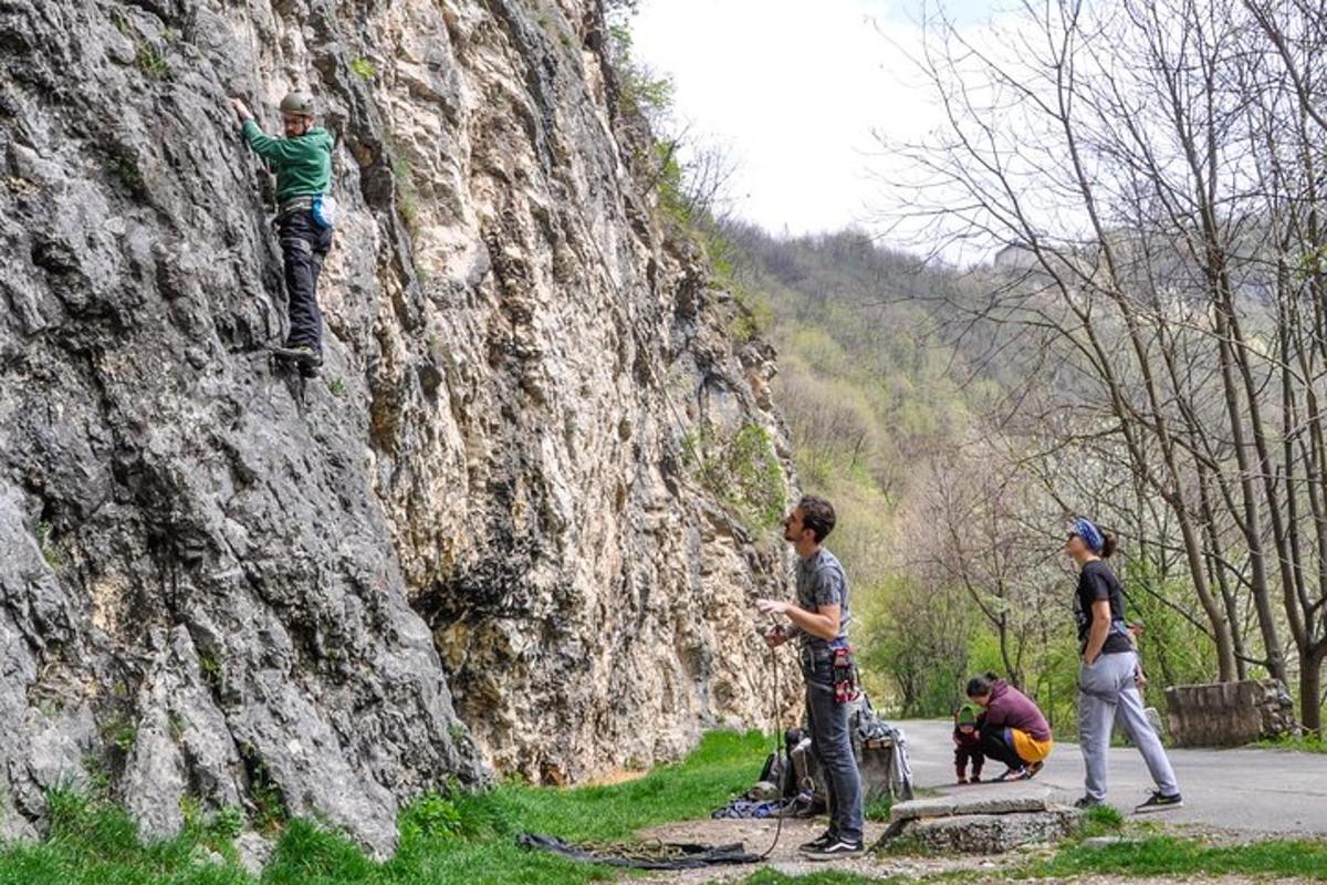 skupina ljudi, ki stojijo na pobočju gore
