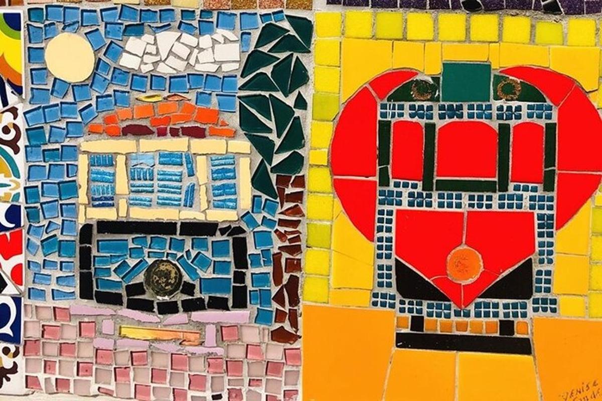 two pieces of mosaics on a wall