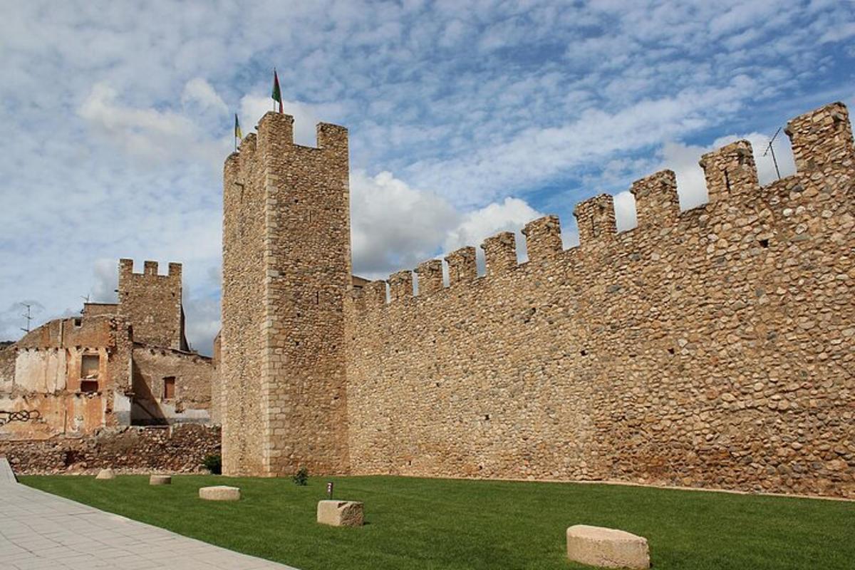 veľký hrad s vysokou tehlovou stenou