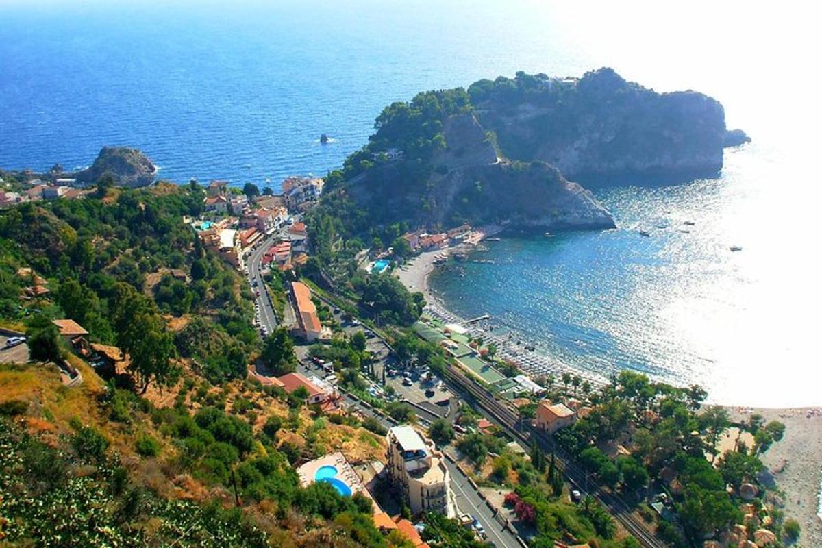 una vista aerea di una spiaggia e dell'oceano