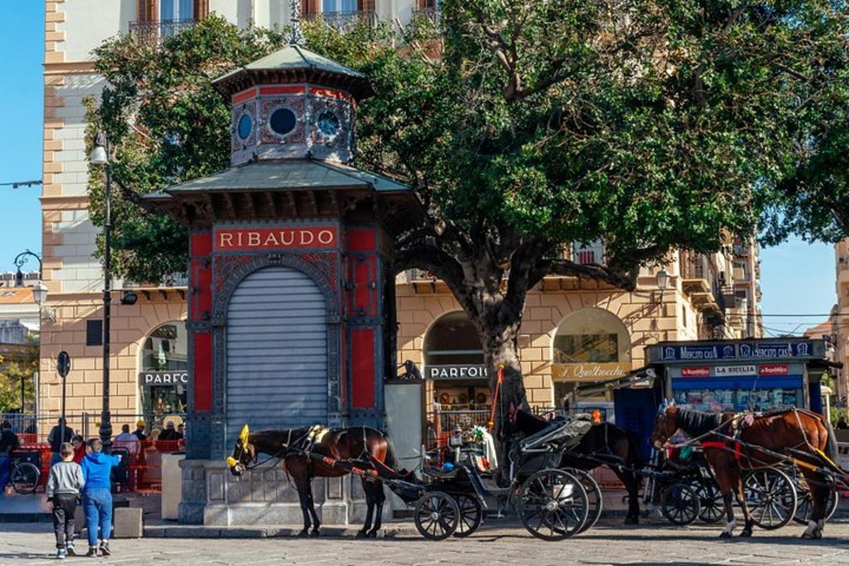 a horse drawn carriage in front of a building