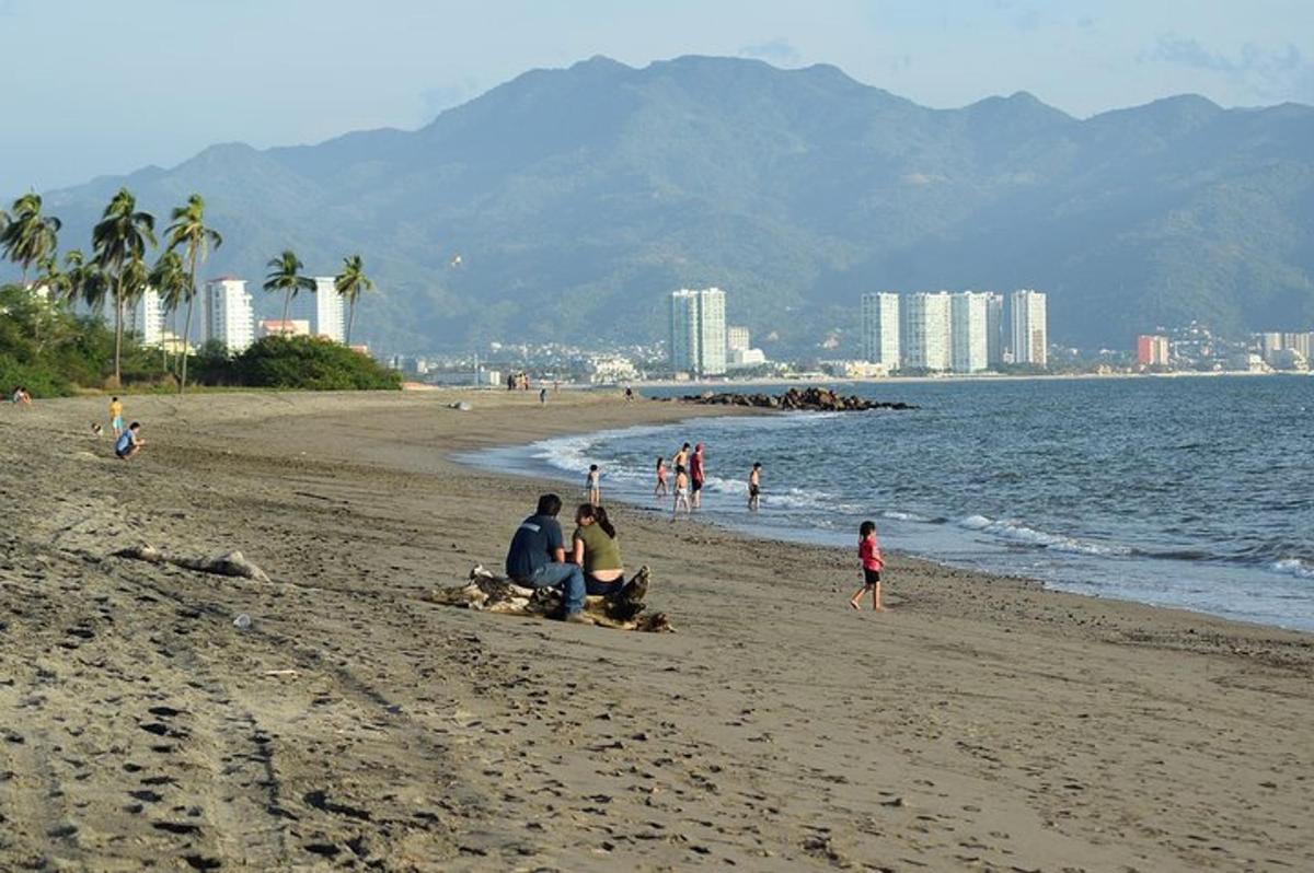 a group of people sitting on a beach