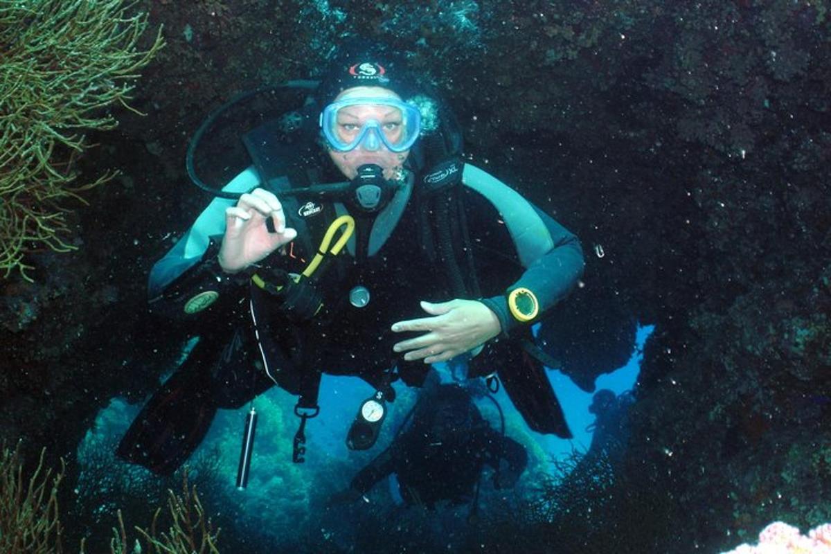 un home amb vestit de neoprè s'està submergint a l'aigua