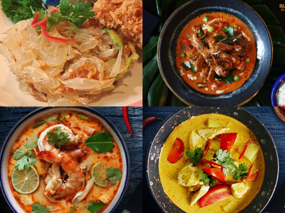 a group of four pictures of different types of food