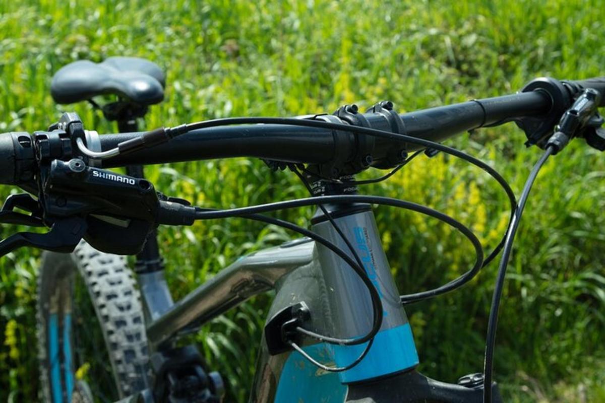 a close up of the handlebars of a bike