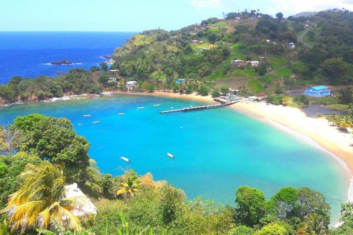 a view of a beach with boats in the water
