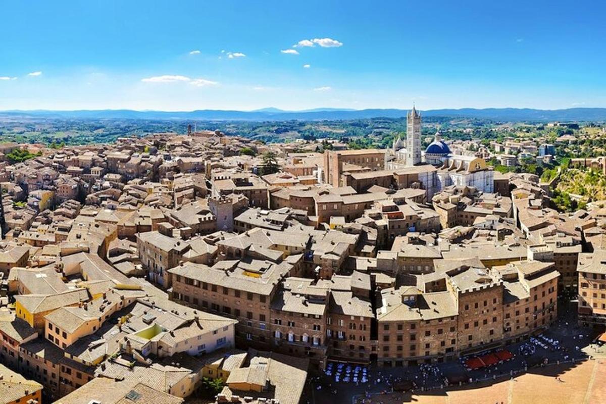 an aerial view of a city with buildings