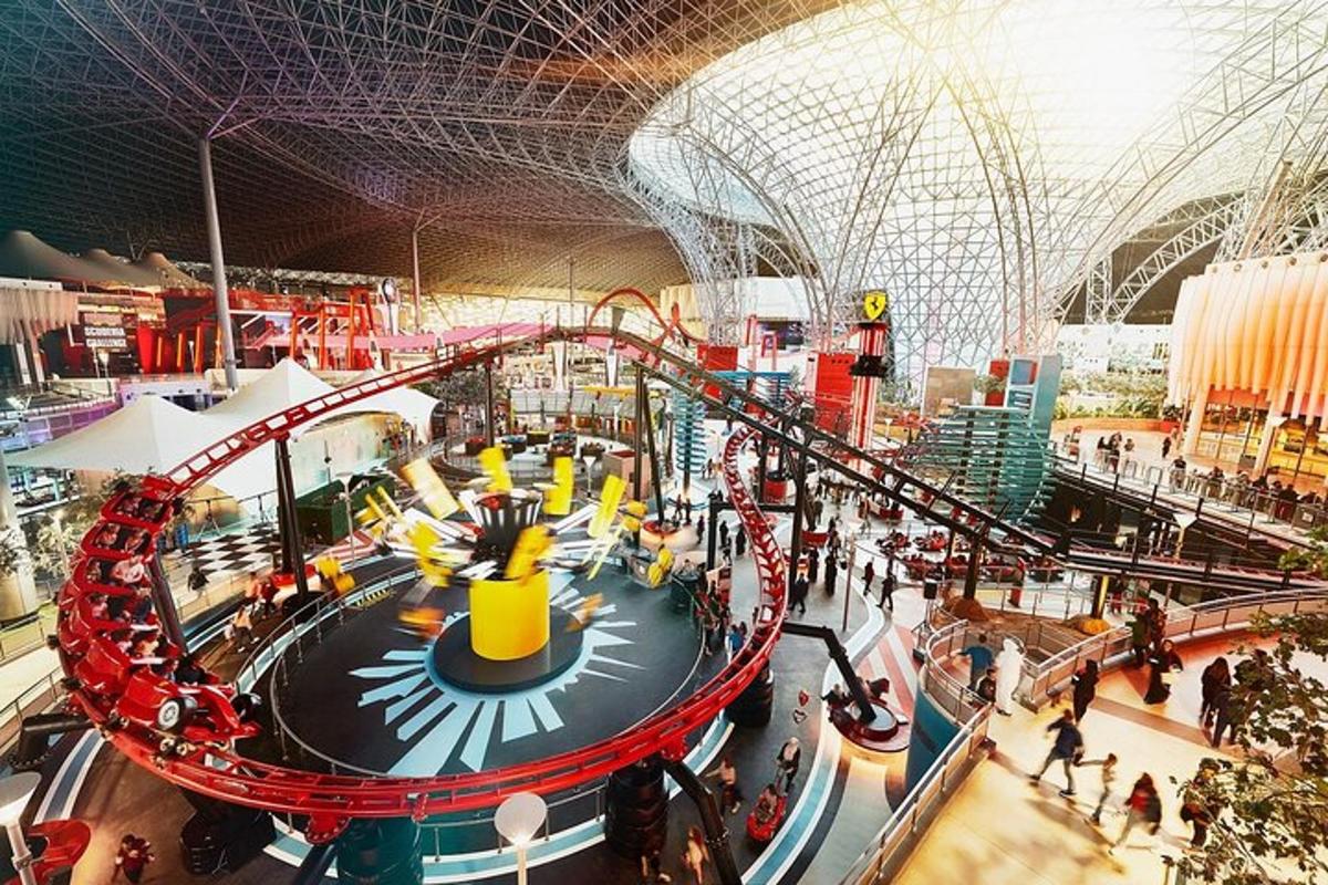 an overhead view of a shopping mall with a clock
