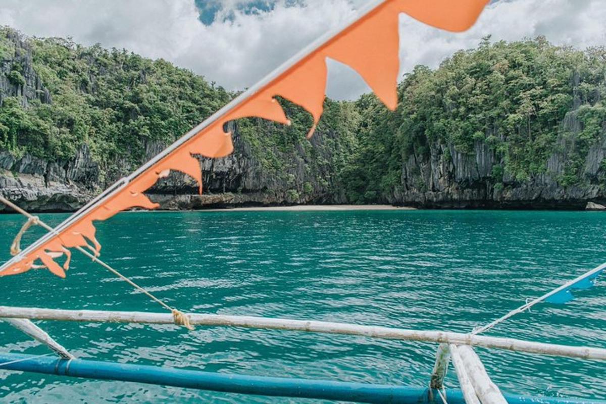 a view of the bow of a boat in the water