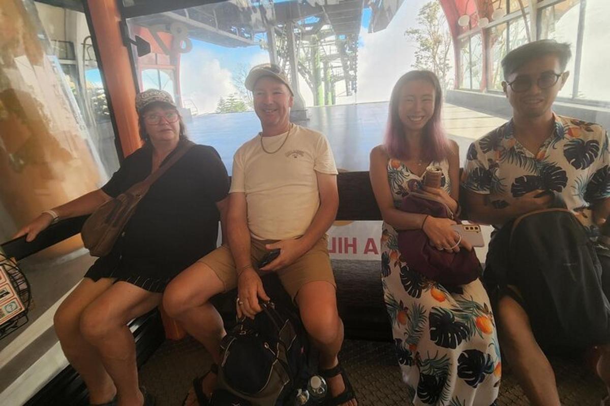 a group of people sitting on a bus