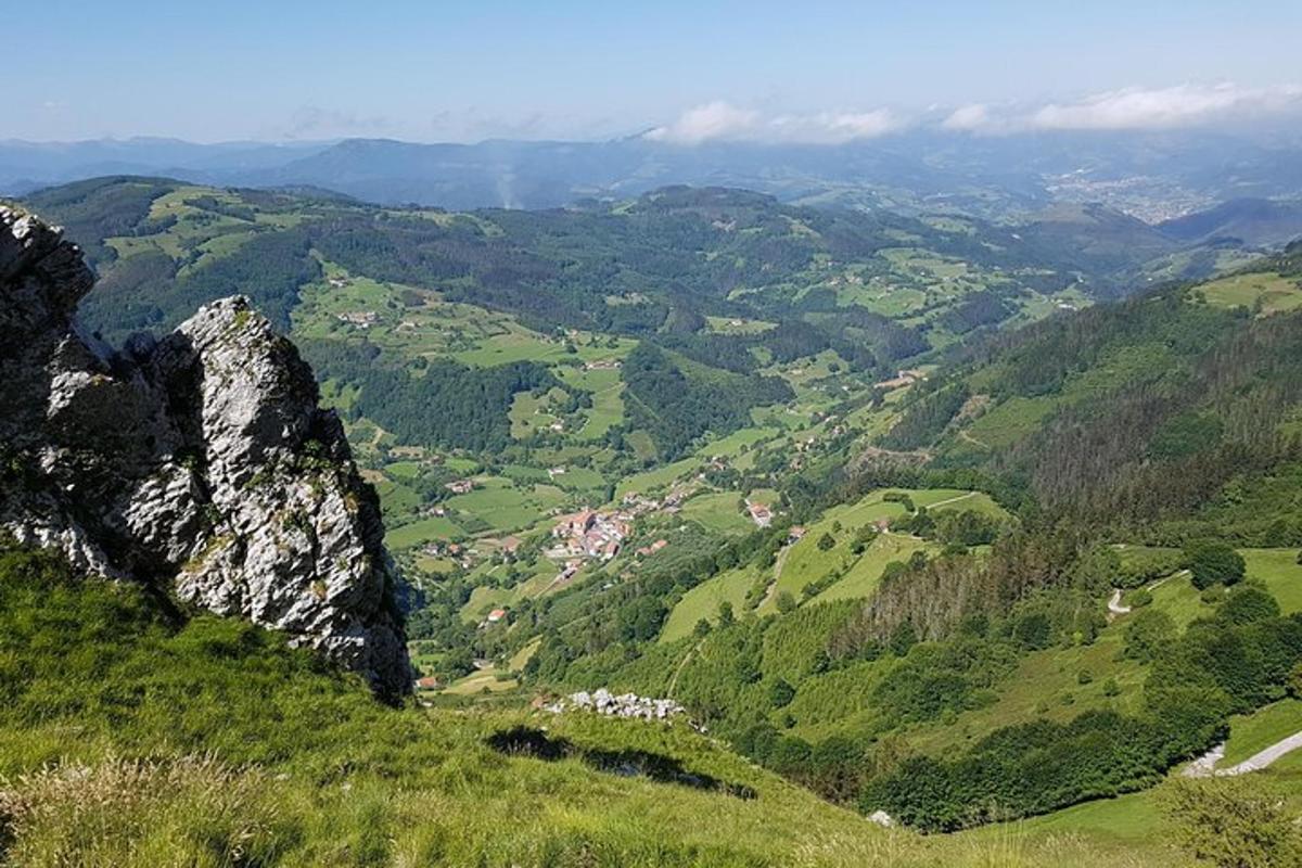 une vue d'une vallée verdoyante depuis une montagne