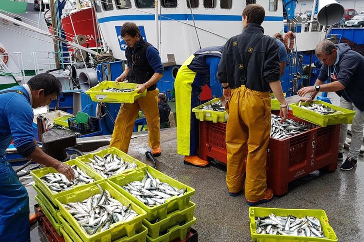 grupp inimesi tehases kalakastidega