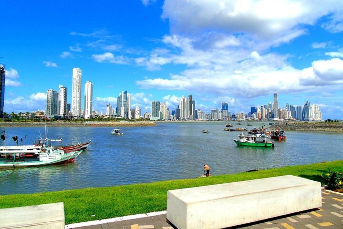 Una vista de una ciudad con barcos en el agua.