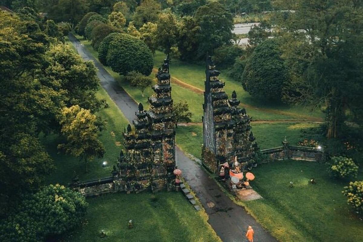 vista aèria d'un temple en un parc