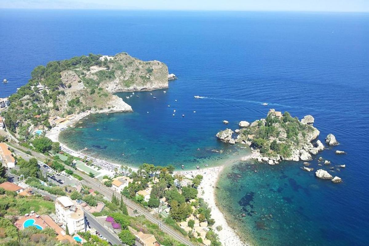 an aerial view of a small island in the ocean