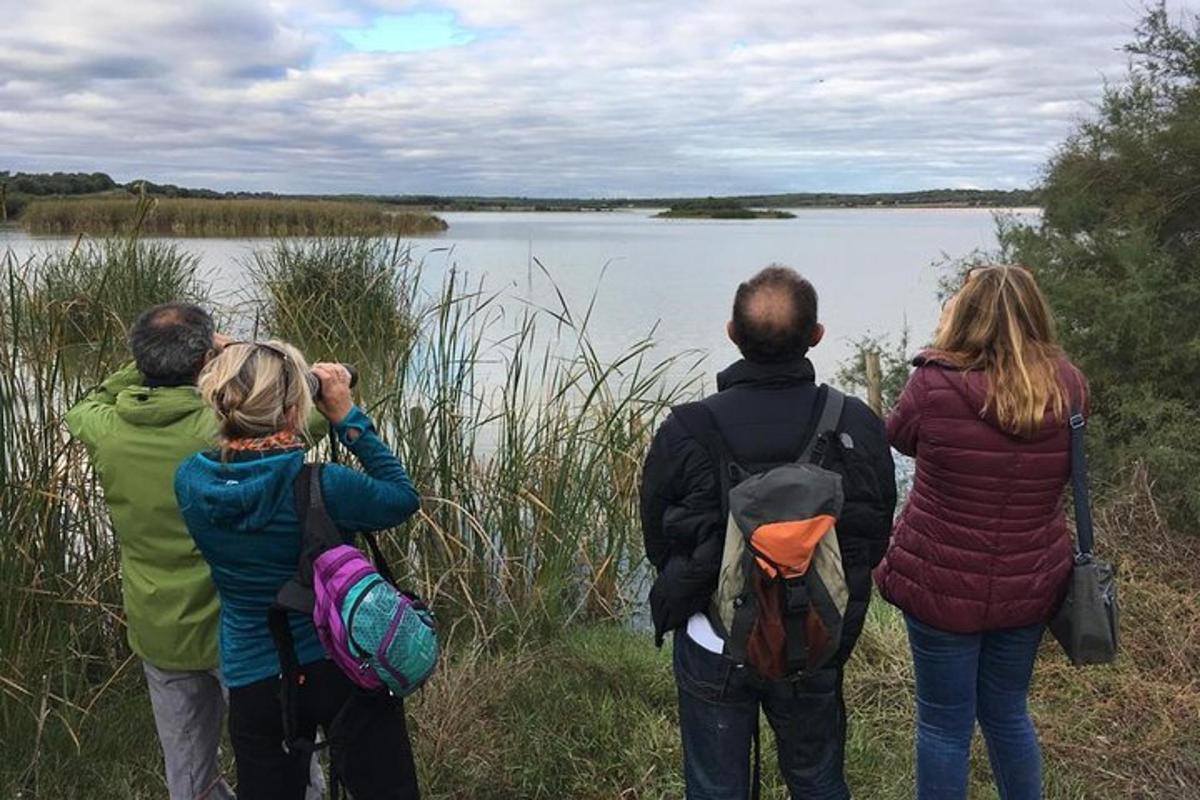 un groupe de personnes regardant un lac