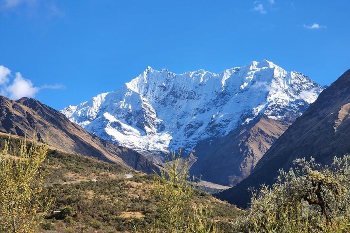 gunung yang dilitupi salji di tengah-tengah lembah