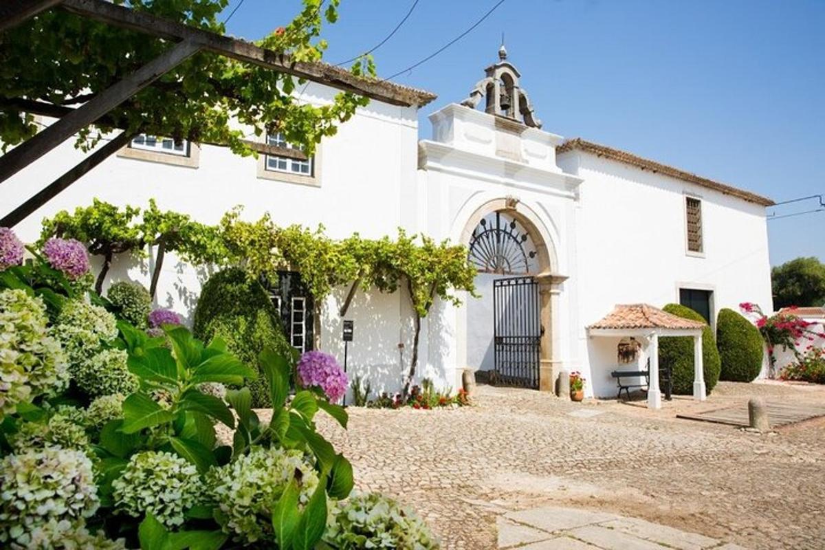 una chiesa con fiori davanti