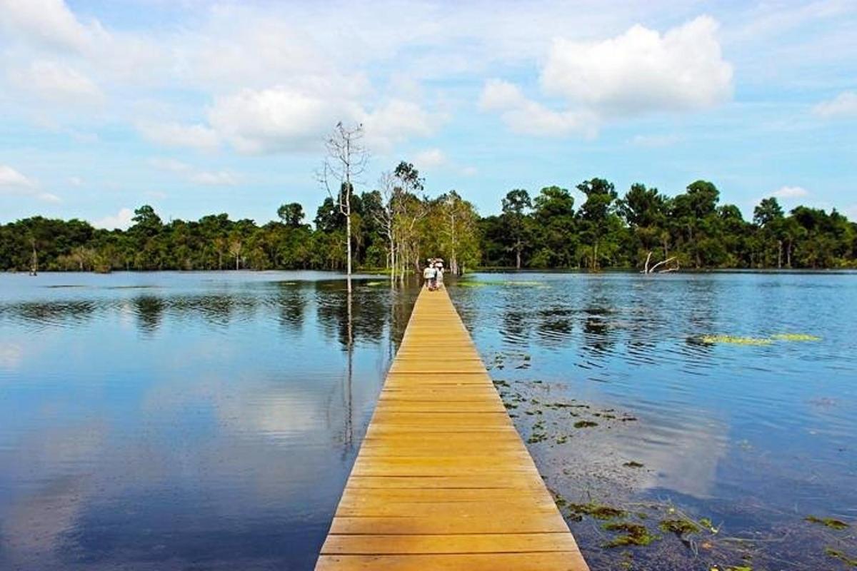 jeti kayu di tengah-tengah tasik