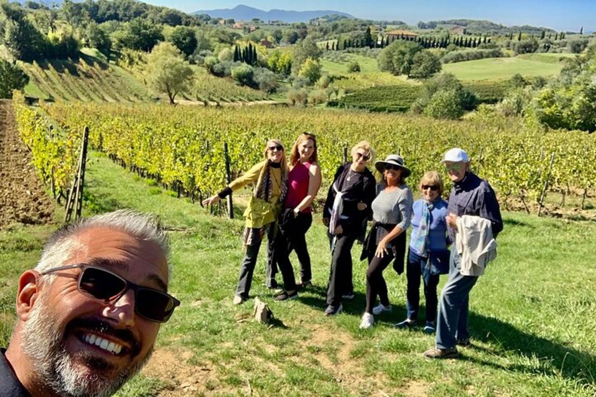 a group of people standing in a field