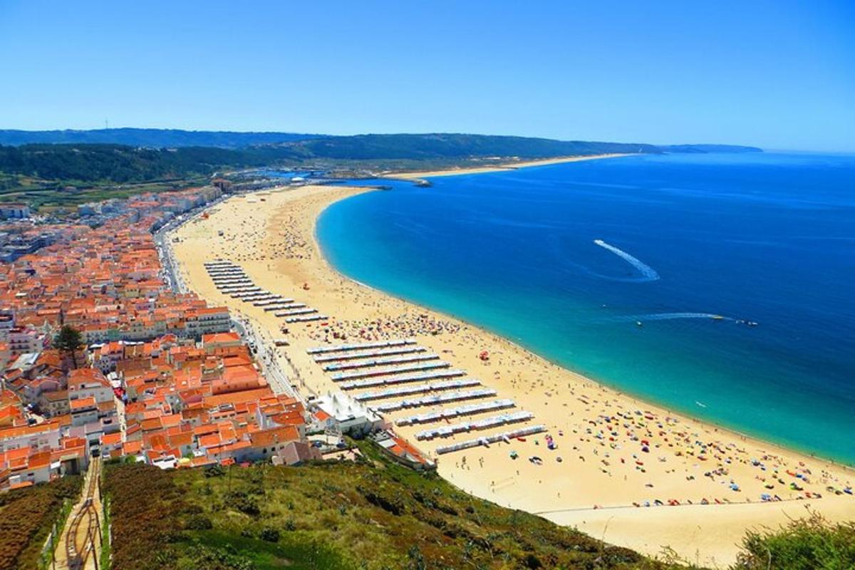 an aerial view of a beach with crowds of people