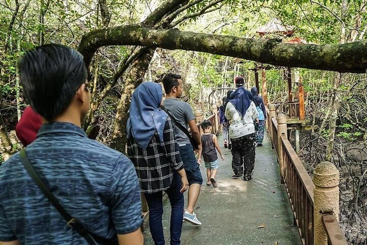 a group of people walking down a trail