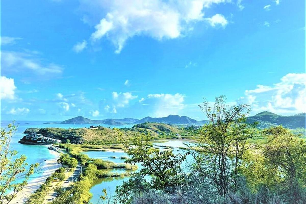 a view of a river with mountains in the background