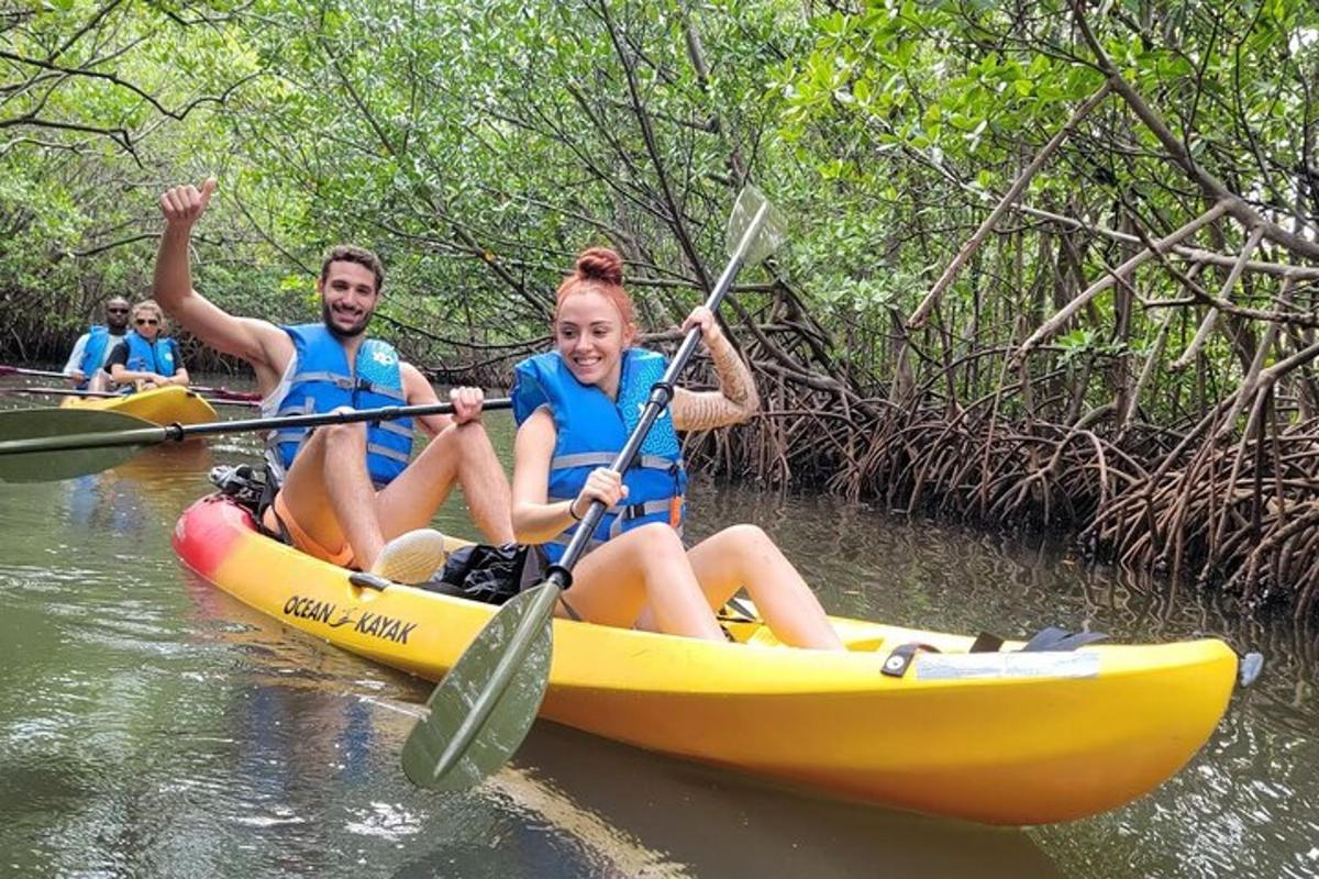 un groupe de personnes dans un kayak sur une rivière