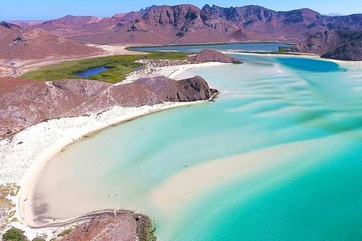 an aerial view of a beach in the desert