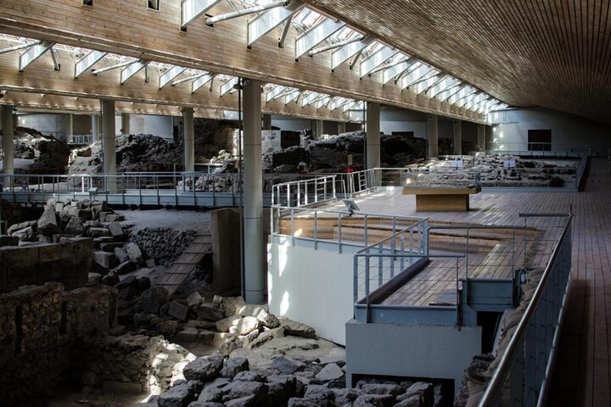 a large building with rocks inside of it