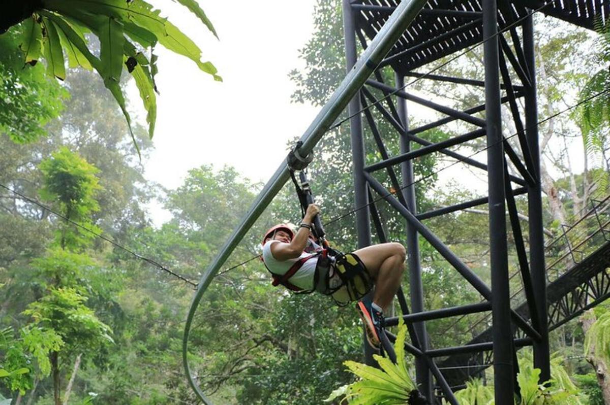 žena na ziplineu u džungli