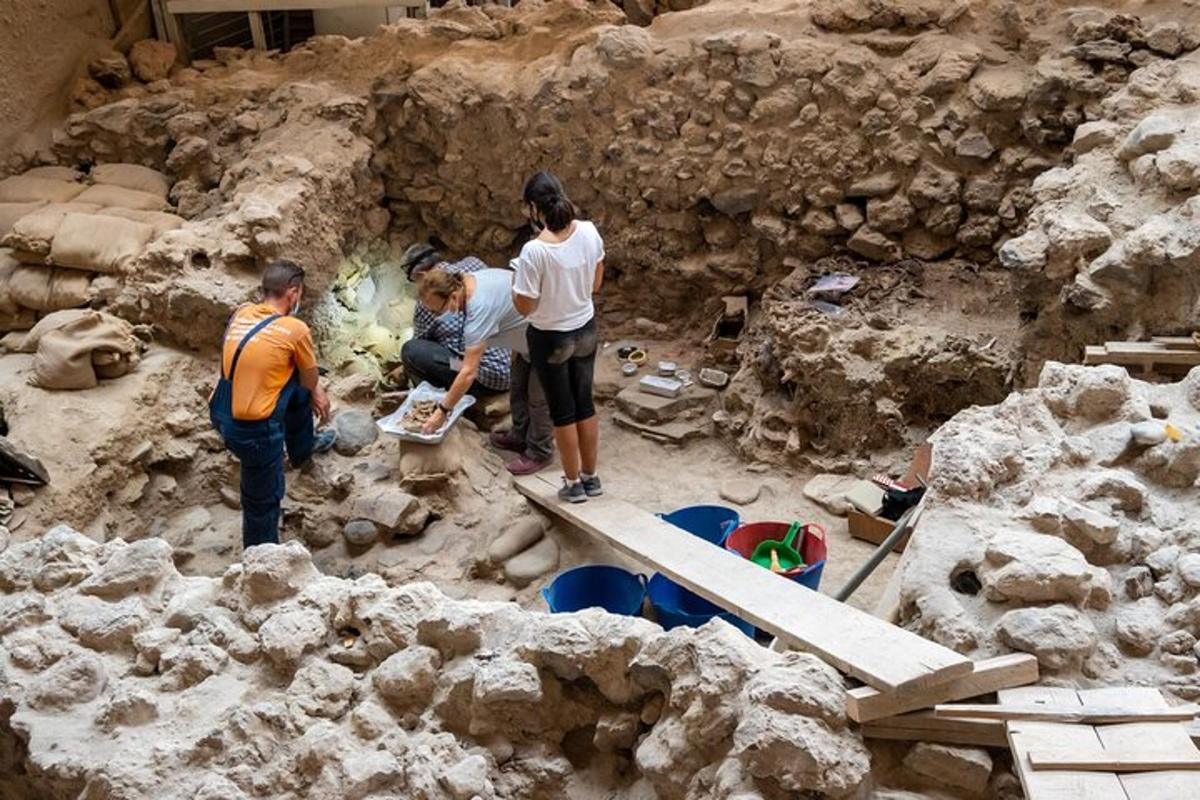 a group of people working in a rock quarry
