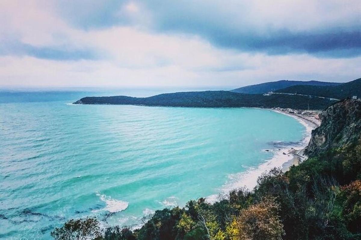 pemandangan udara pantai dengan lautan