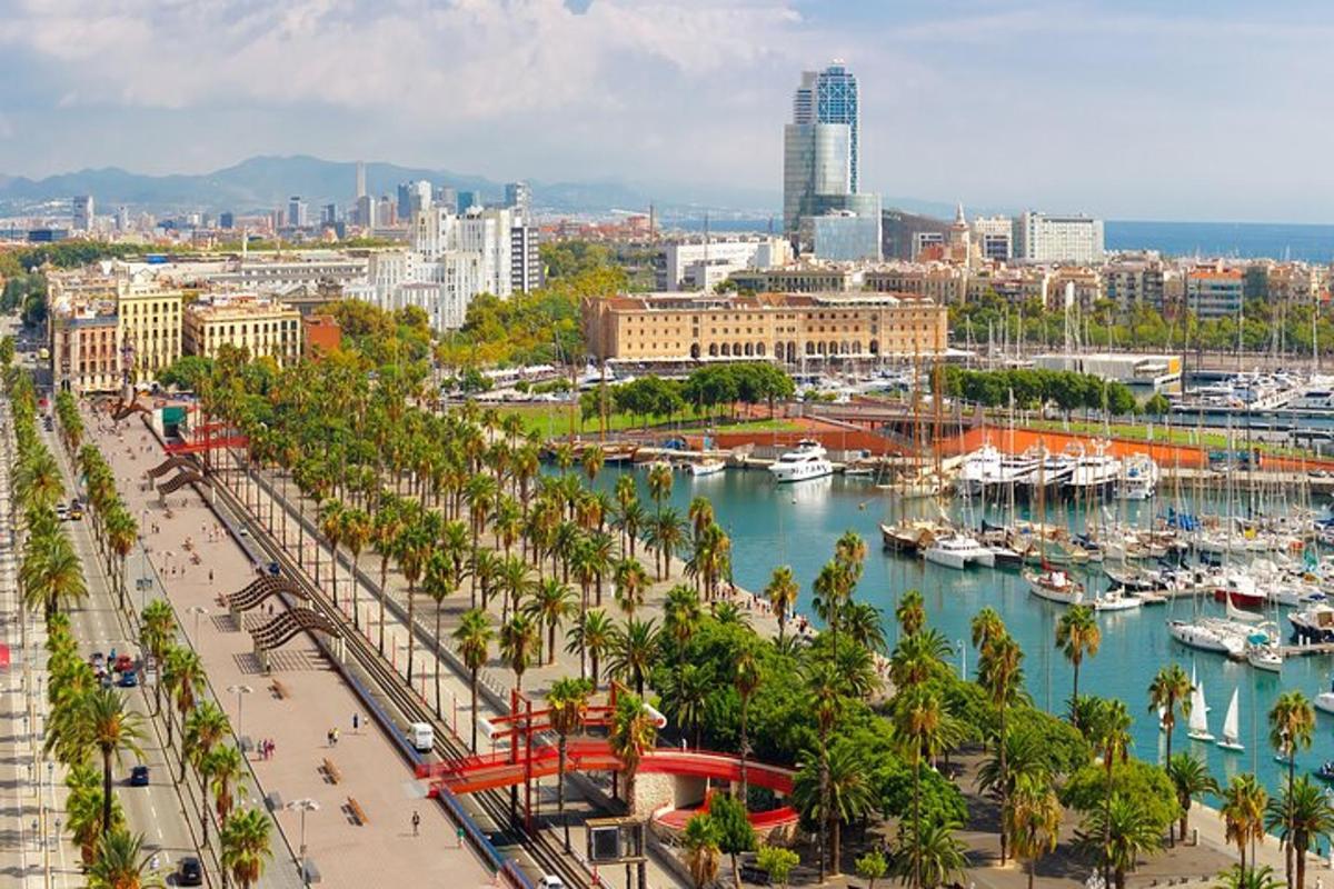 a city with a marina with boats in the water