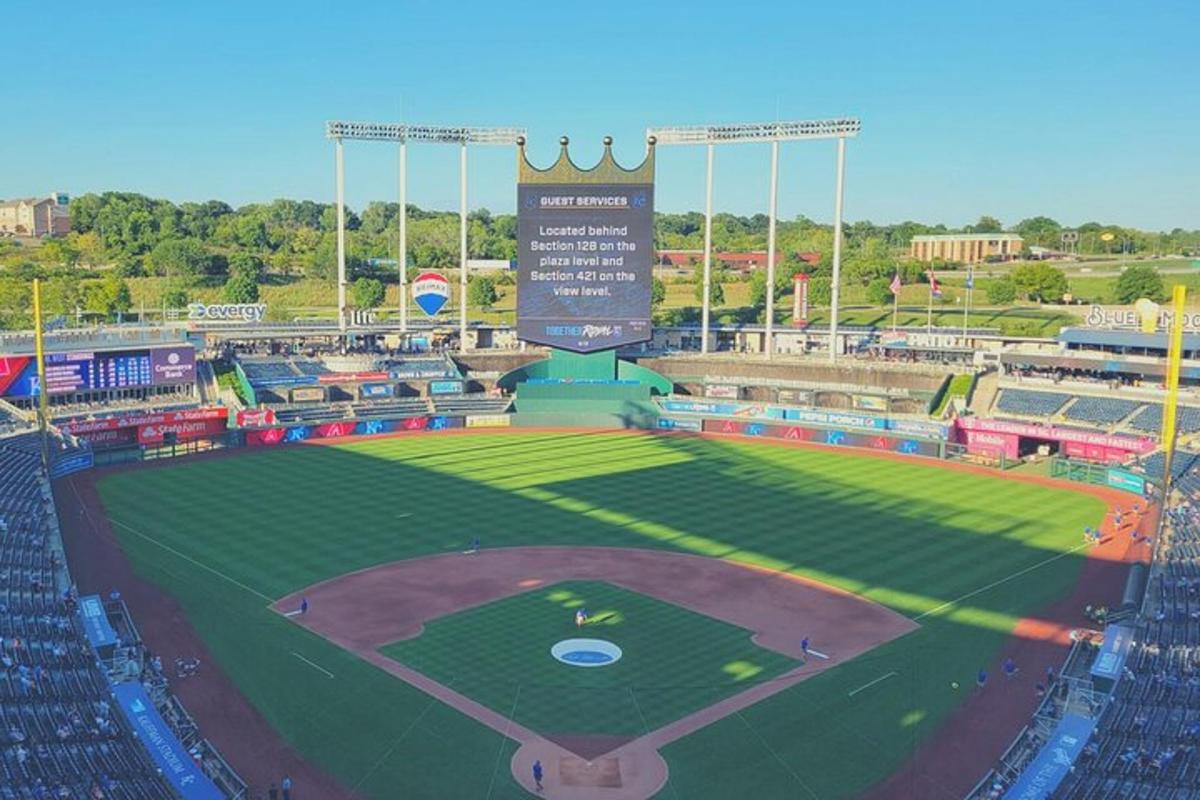 an aerial view of a baseball field at a stadium