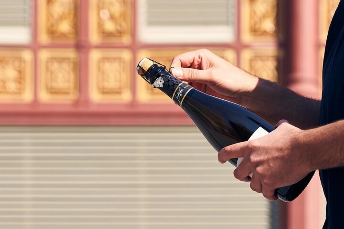 un uomo tiene in mano una bottiglia di vino