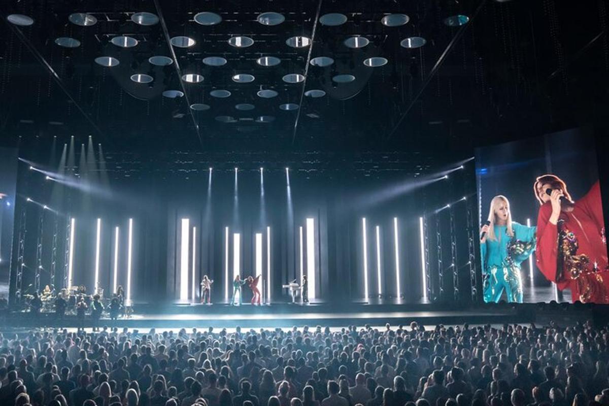 a stage with a group of people on it