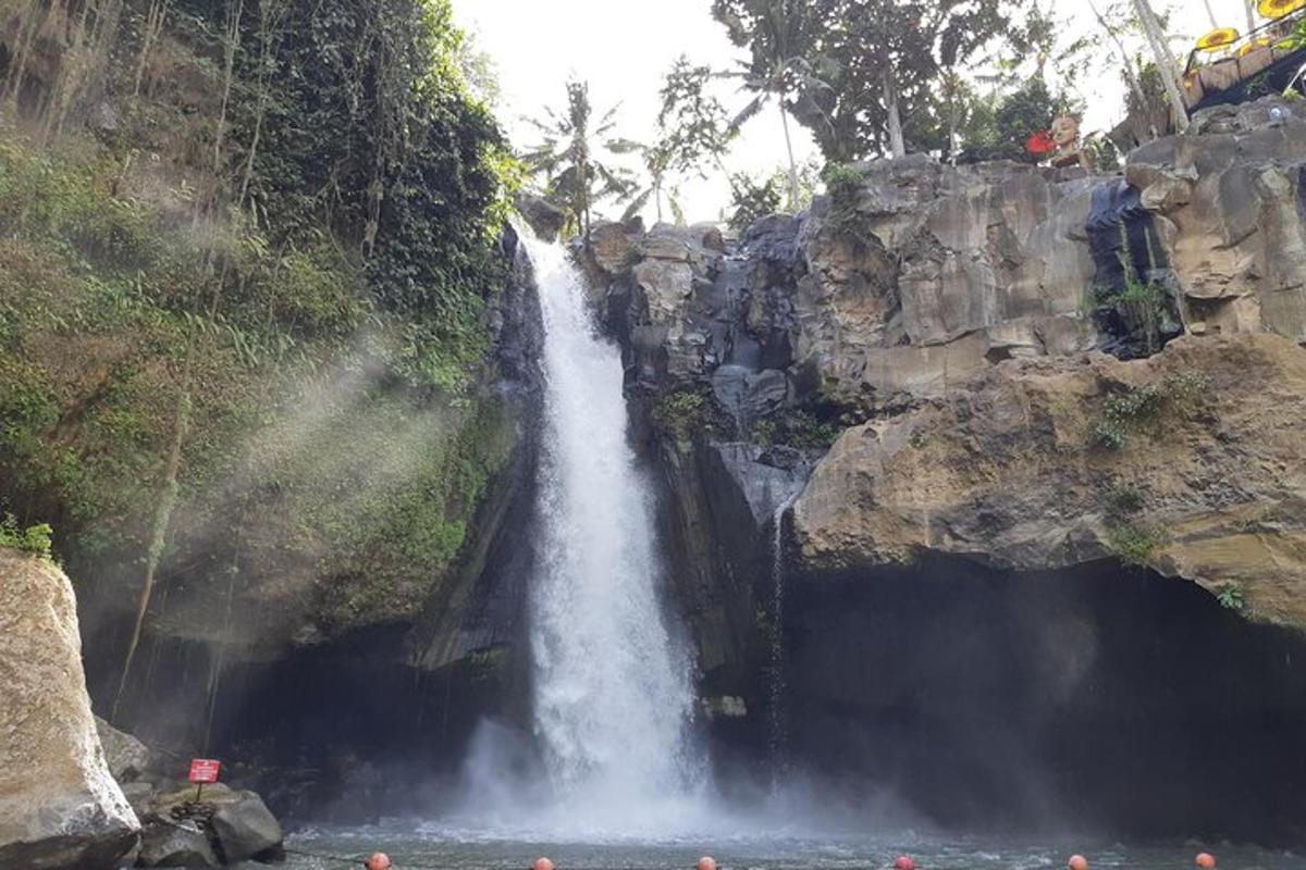 una cascada al mig d'un estany d'aigua