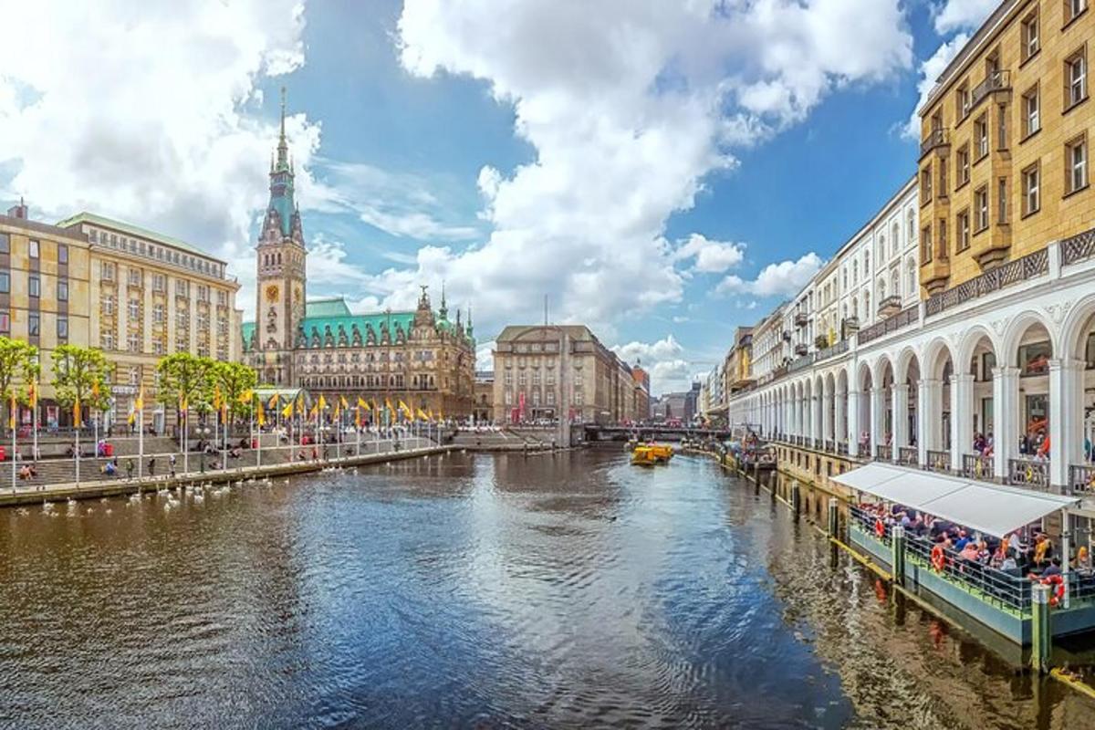 a view of a river in a city with buildings