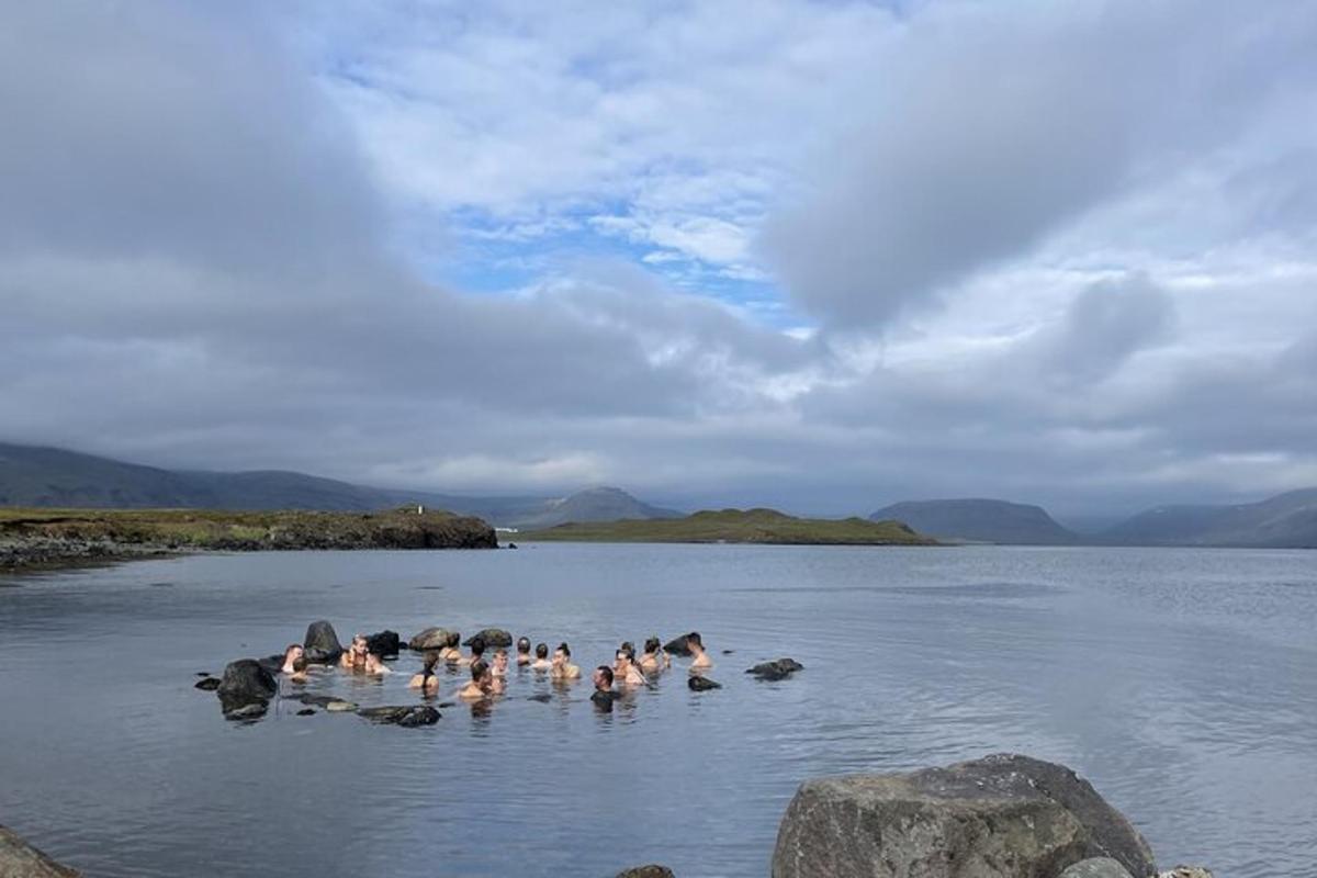 a group of people swimming in a body of water