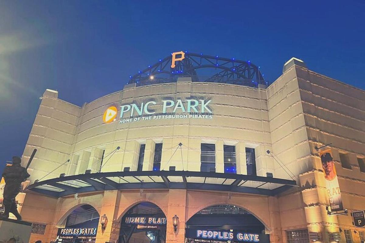a large building with a sign on top of it