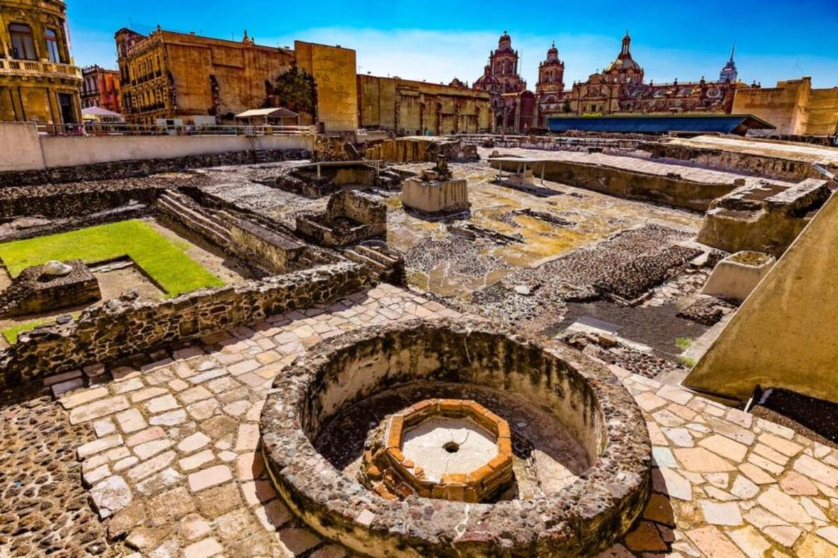 an aerial view of the ruins of a building